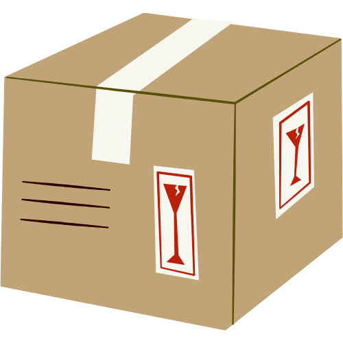 illustration of a brown shipping box with fragile sticker