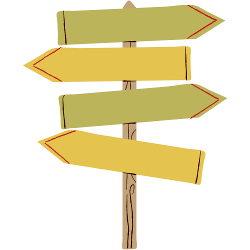 illustration of a sign with four arrows facing multiple directions