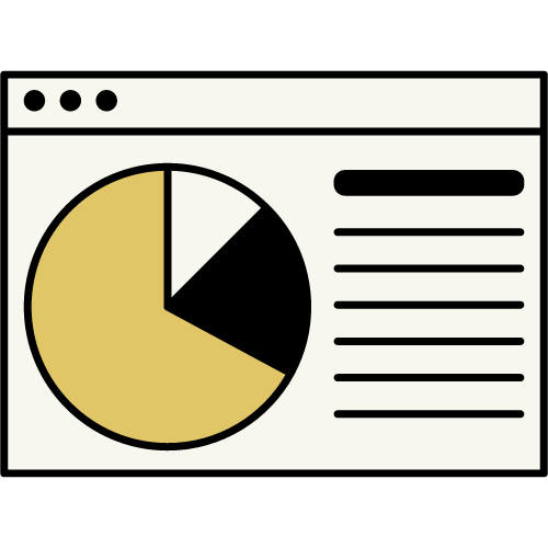 illustration of web browser with pie chart